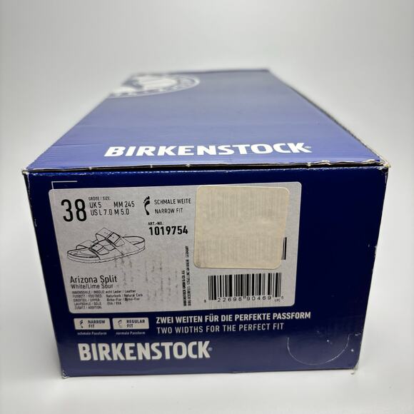 Birkenstock Arizona Split Two Strap Sandals in White/Lime Sour (Narrow) - Picture 9 of 9